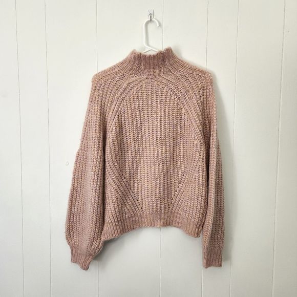 All in Favor Pink Puff Sleeve Sweater Nordstrom Mock Neck - Picture 5 of 8